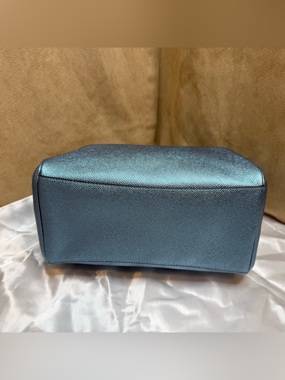 Coach Metallic Blue Mini Bennett Satchel Crossbody Bag Leather - Picture 7 of 15